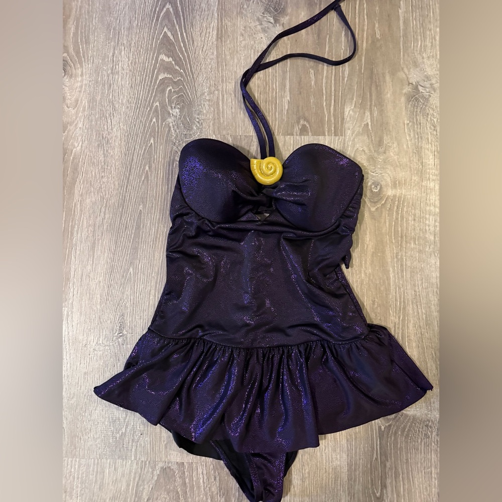 Disney Ursula The Little Mermaid Ariel Purple Shimmer Seashell Swimsuit Small